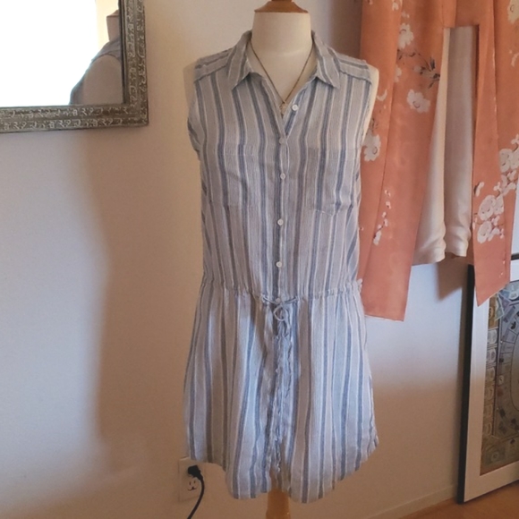 Paige 100% Cotton Sleeveless Striped Mini Dress Size Medium - Picture 8 of 16